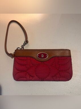 Fossil Key Per quilted fabric wristlet wallet